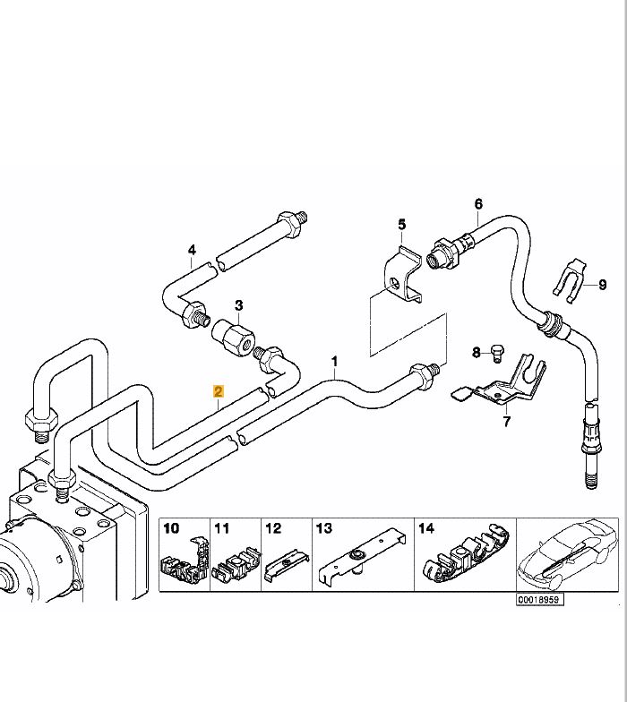Conducta Instalatie Franare M10 / M10-3798MM , Bmw Seria 3 E46 , 34326755704 de la pompa hidraulica ABS+ASC