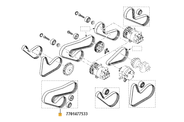 Kit Transmisie Cu Ac Si Servo Dacia Logan 2006-, Sandero 2008- Motorizare 1.2 16v Renault Twingo 1996-2007; 7701477533