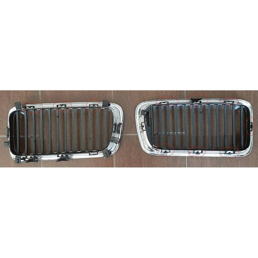 Grila radiator Bmw Seria 7 (E38), 04.1994-1998 stanga-dreapta, crom/crom/negru, 51138172279, 202205-3 SE POATE FOLOSI DOAR PARTEA CROMATA/CLEME RUPTE