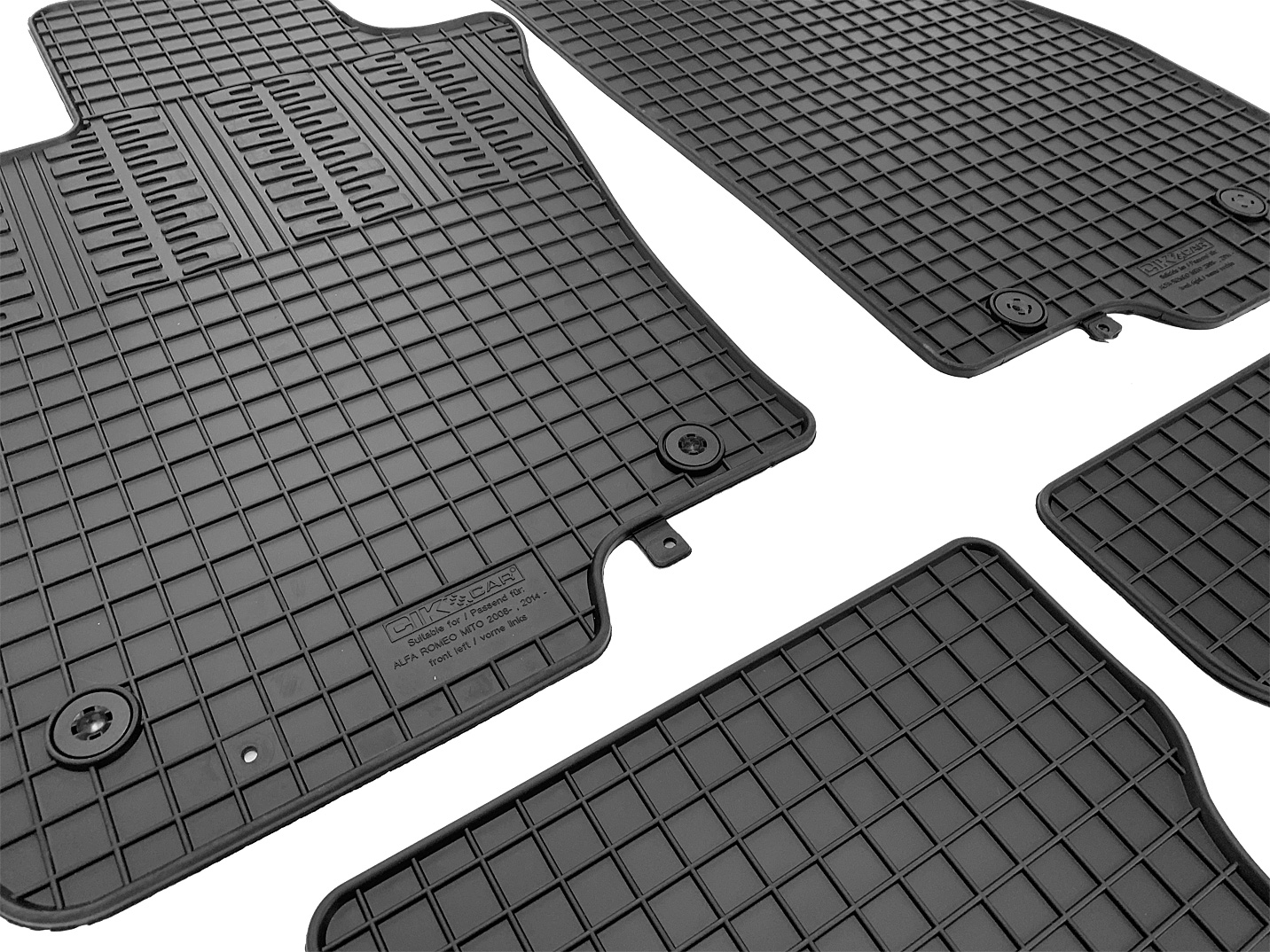 Set covorase auto din cauciuc Alfa Romeo Mito 2008-2018, Negre