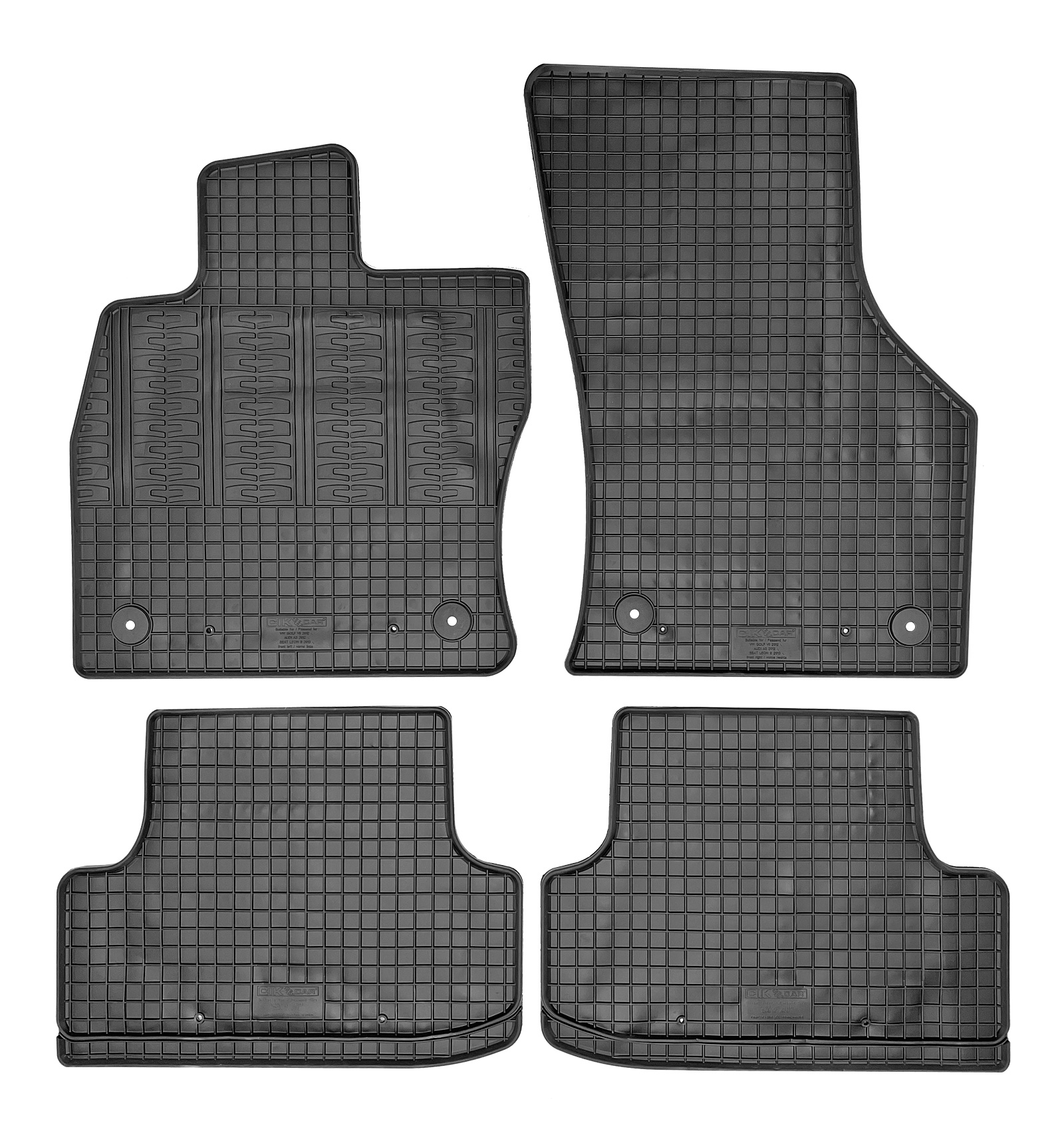 Set covorase auto din cauciuc Audi A3 3 Usi (8V) 2012-2020; Seat Leon 3 (5F) 2013-2020; VW Golf VI (5K) 2012-; negre