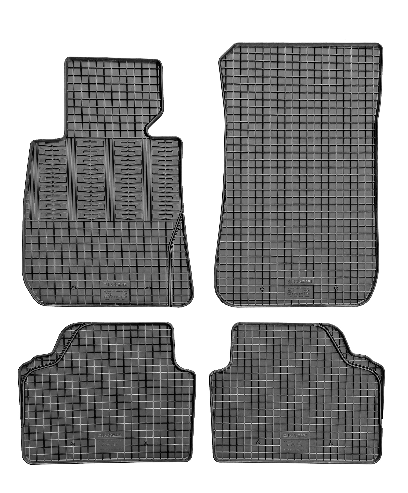 Set covorase auto din cauciuc Bmw Seria 3 [E90 E91] [Sedan Combi] 2005-2010; Bmw X1 E84 2009-2015, cu sistem fixare, Negre