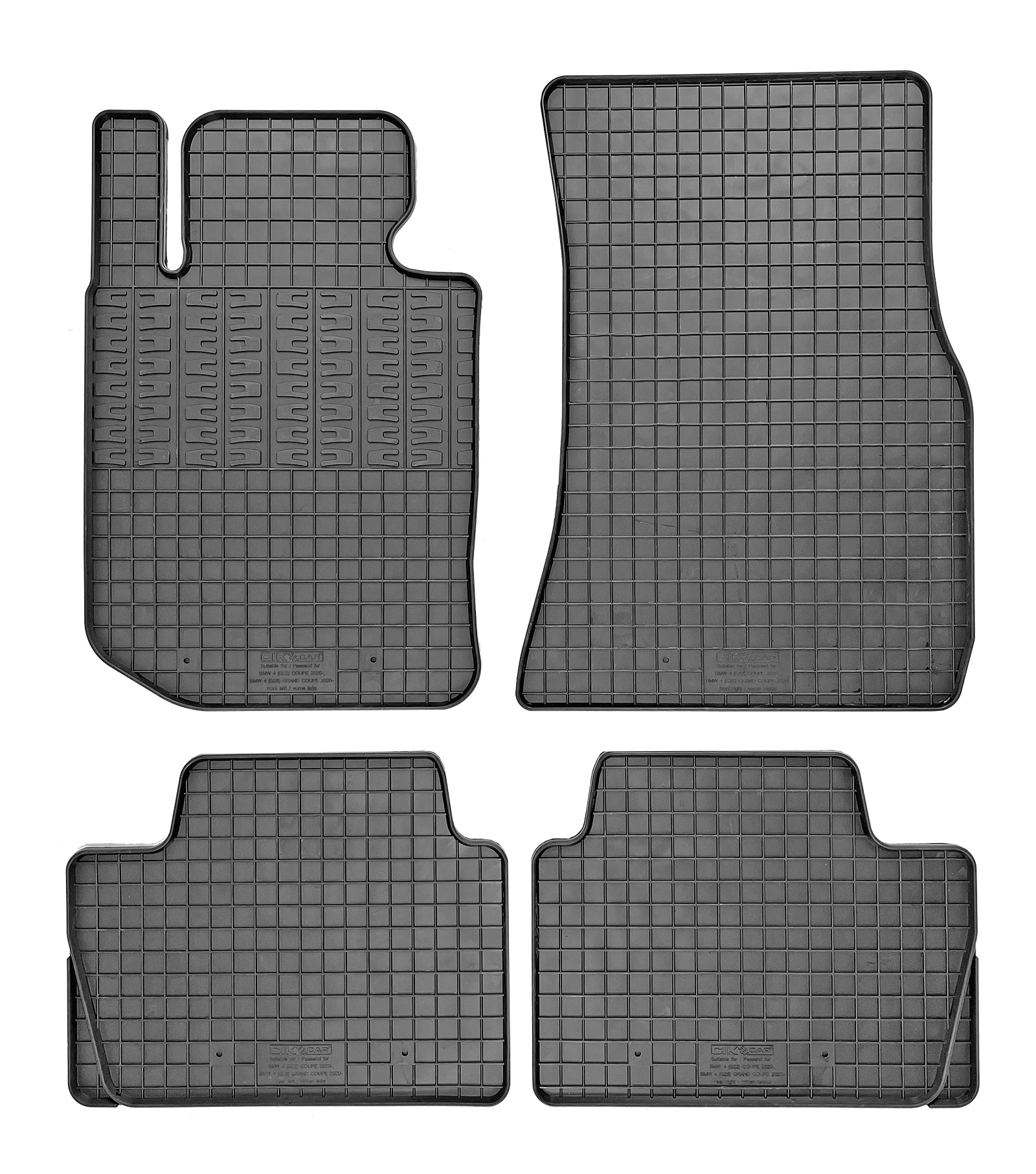 Set covorase auto din cauciuc Bmw Seria 4 [G22 G23 G26] 2020- ; 2 Usi - Coupe, Convertible, 5 Usi - Liftback Gran Coupe; Bmw Seria 3 (4 Usi) (G20-G21) 2018-, Negre