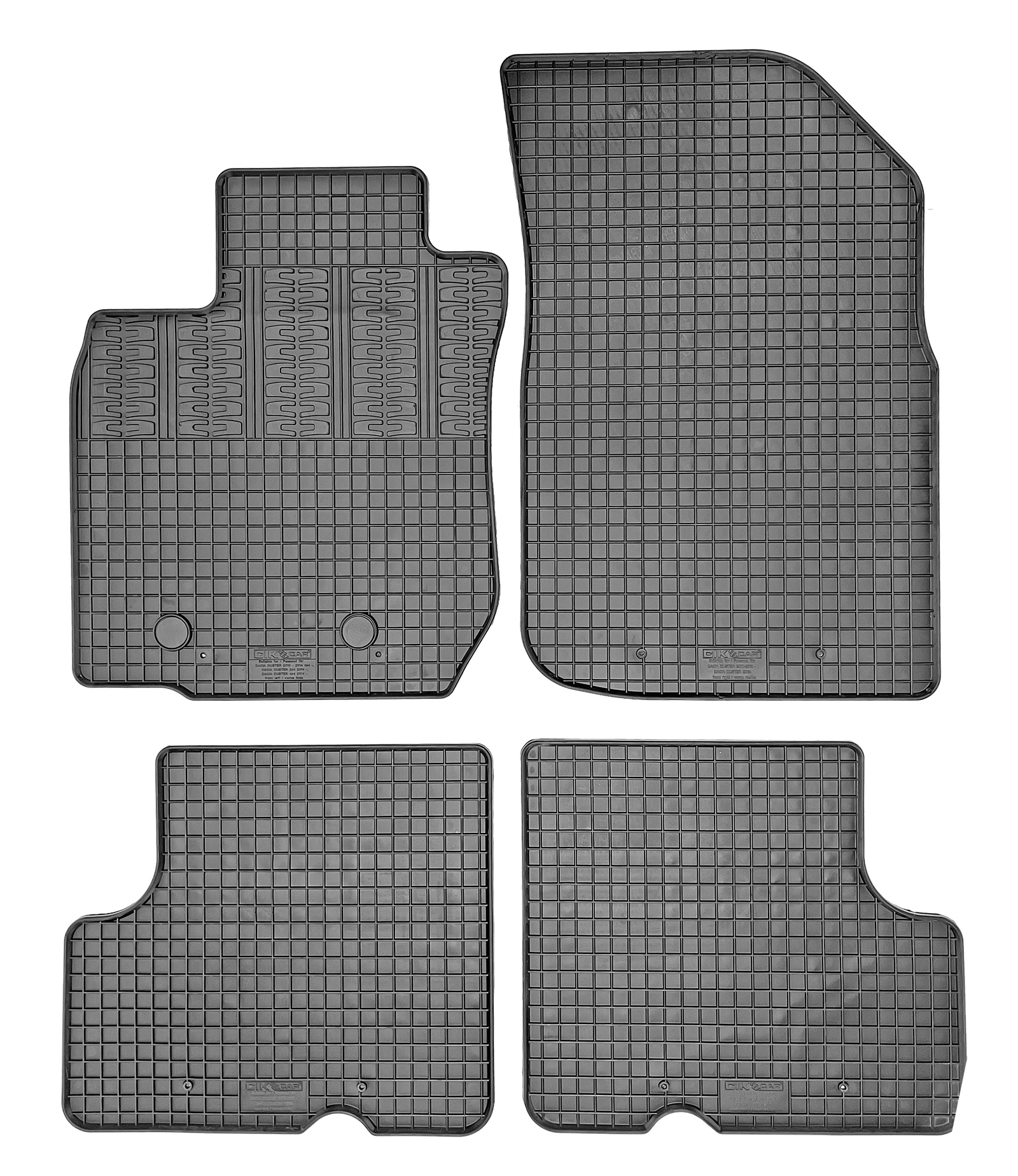 Set covorase auto din cauciuc Dacia Duster 4x4 2010-2014; Dacia Duster 2x4, 4x4 2014- , ingust [Distanta fixa ​​ampatament: Lp 21 cm], Negre