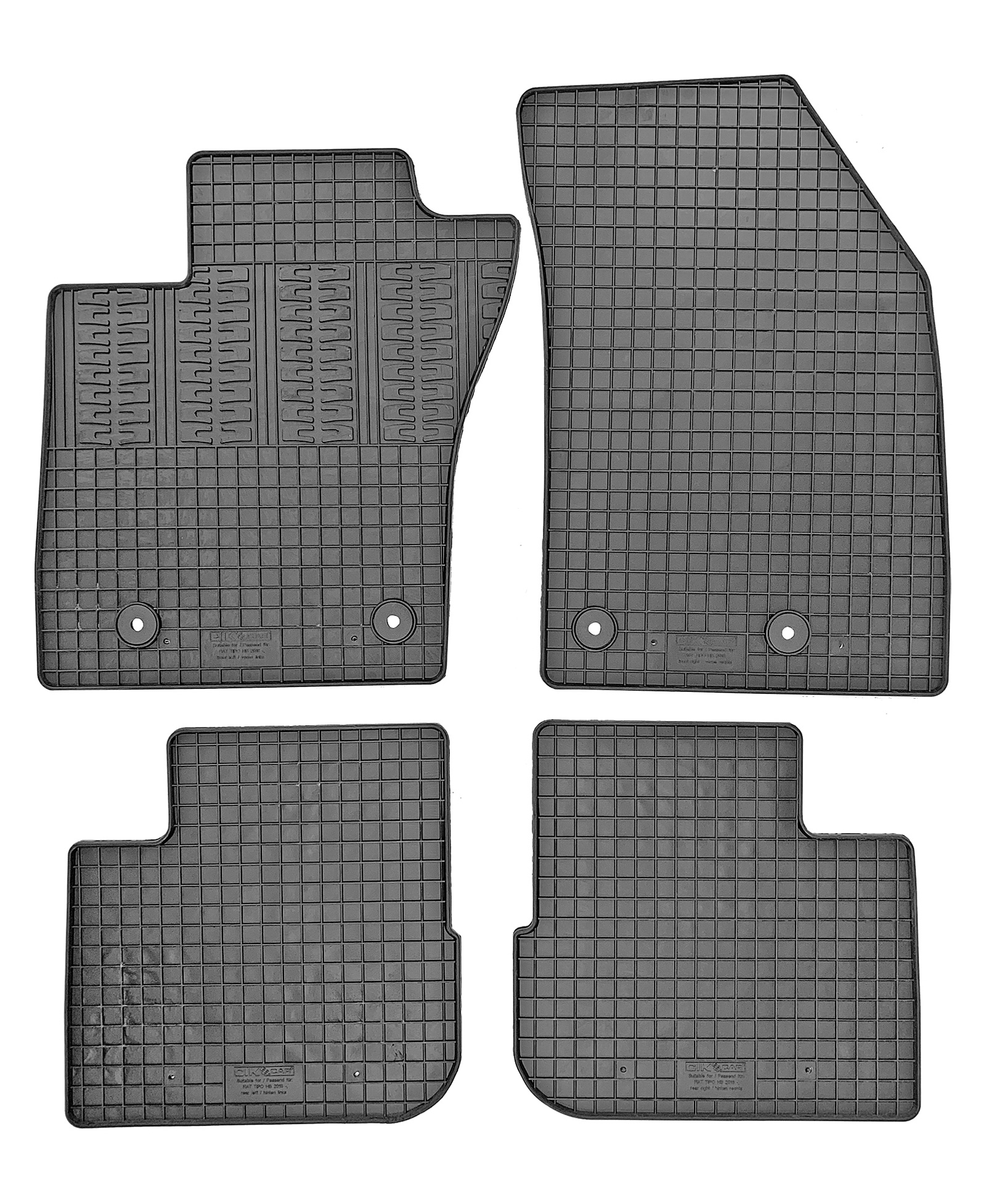 Set covorase auto din cauciuc Fiat Tipo Hatchback 2016-; Tipo Combi 2016-, Negre