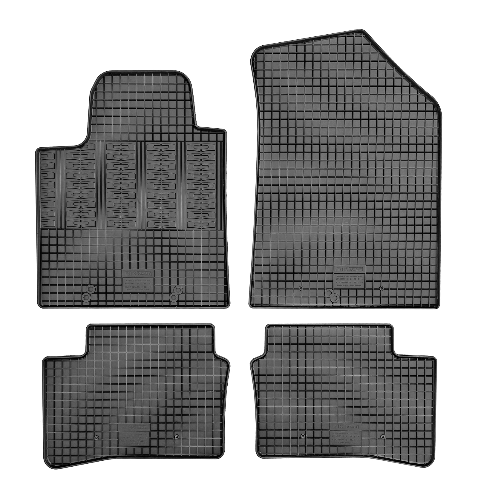 Set covorase auto din cauciuc Hyundai I10 2013-2020; Kia Picanto 2011-2017, Negre