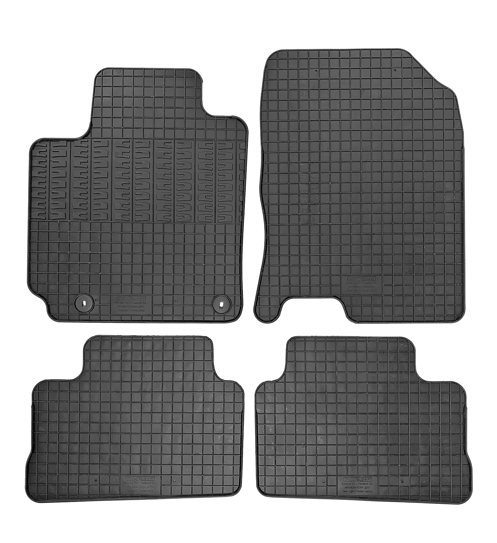 Set covorase auto din cauciuc Hyundai Kona (OS) 2017-2023, Negre