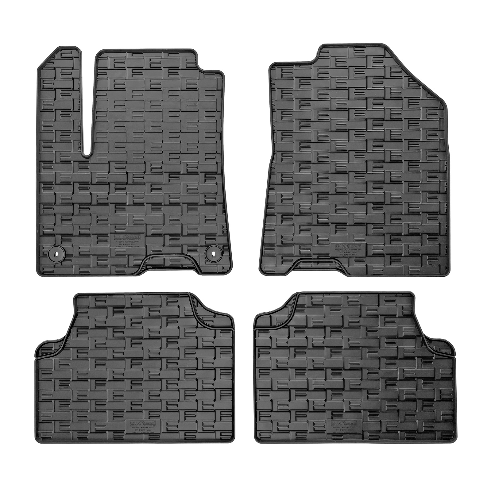 Set covorase auto din cauciuc Hyundai E-Kona 2019-, Hybrid; Kia E-Niro 2019-; Kia E-Soul 2021-, Negre