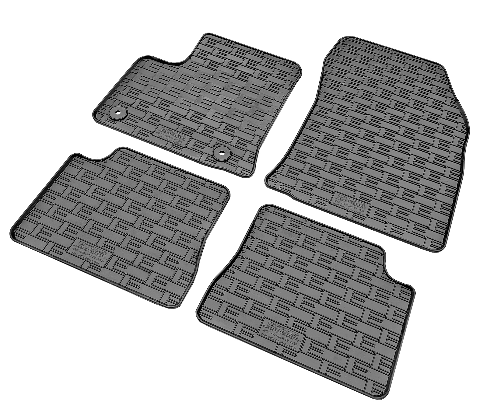 Set covorase auto din cauciuc Jeep Avenger 2023- , Electric; Fiat 600e 2023-; Alfa Romeo Junior 2024- , Electric, Negre Set covorase auto din cauciuc Jeep Avenger 2023- , Electric; Fiat 600e 2023-; Alfa Romeo Junior 2024- , Electric, Negre