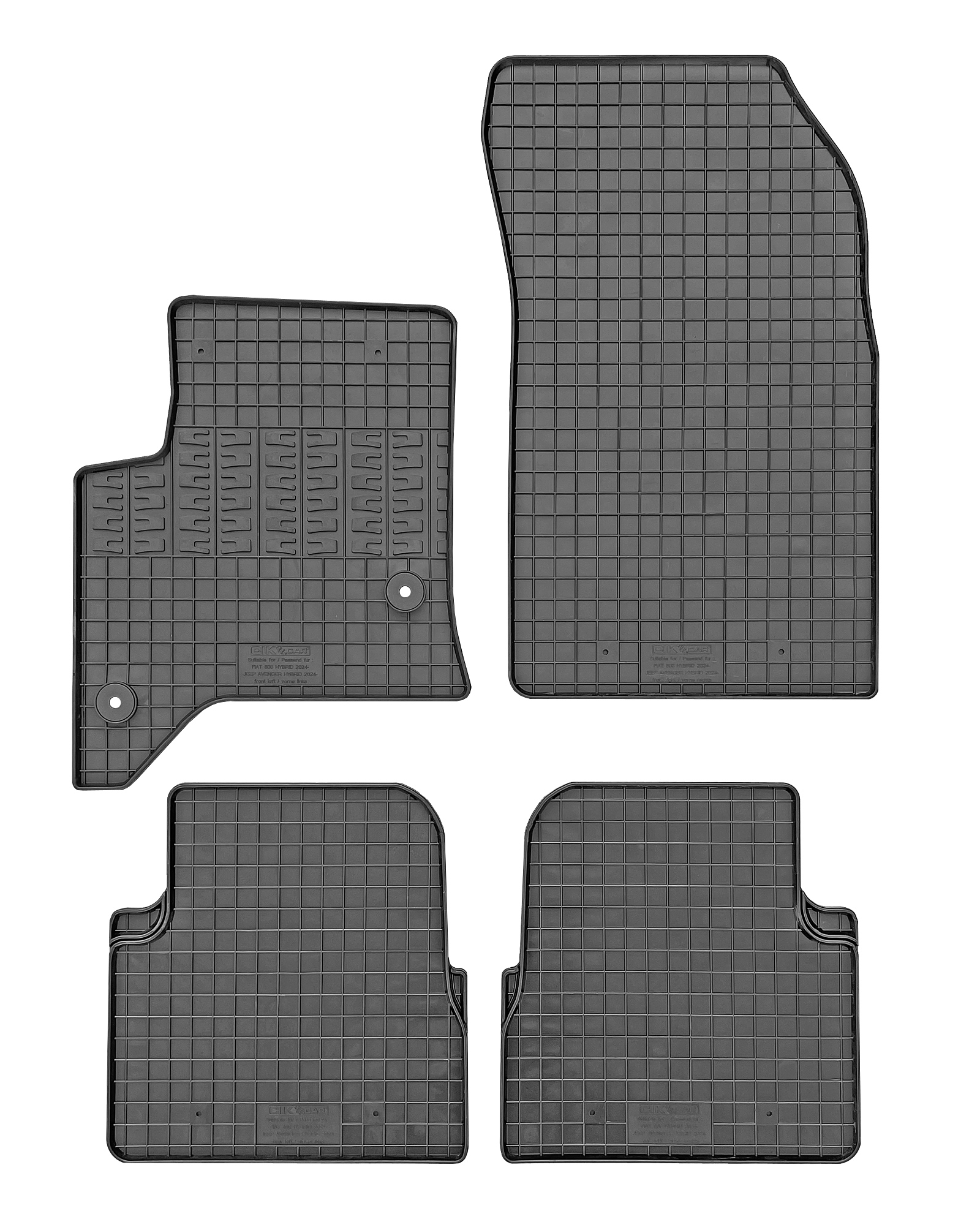 Set covorase auto din cauciuc Jeep Avenger 2024- , Hybrid; Fiat 600 2024-; Alfa Romeo Junior 2024- , Hybrid, Negre