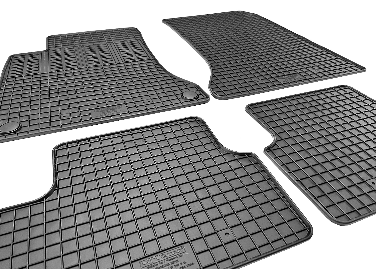 Set covorase auto din cauciuc Mercedes Clasa A (W176) 2013-2018; Clasa CLA C117 2013-2019; Clasa B W246 2011-2019; Clasa GLA X156 2014-2020, Negre