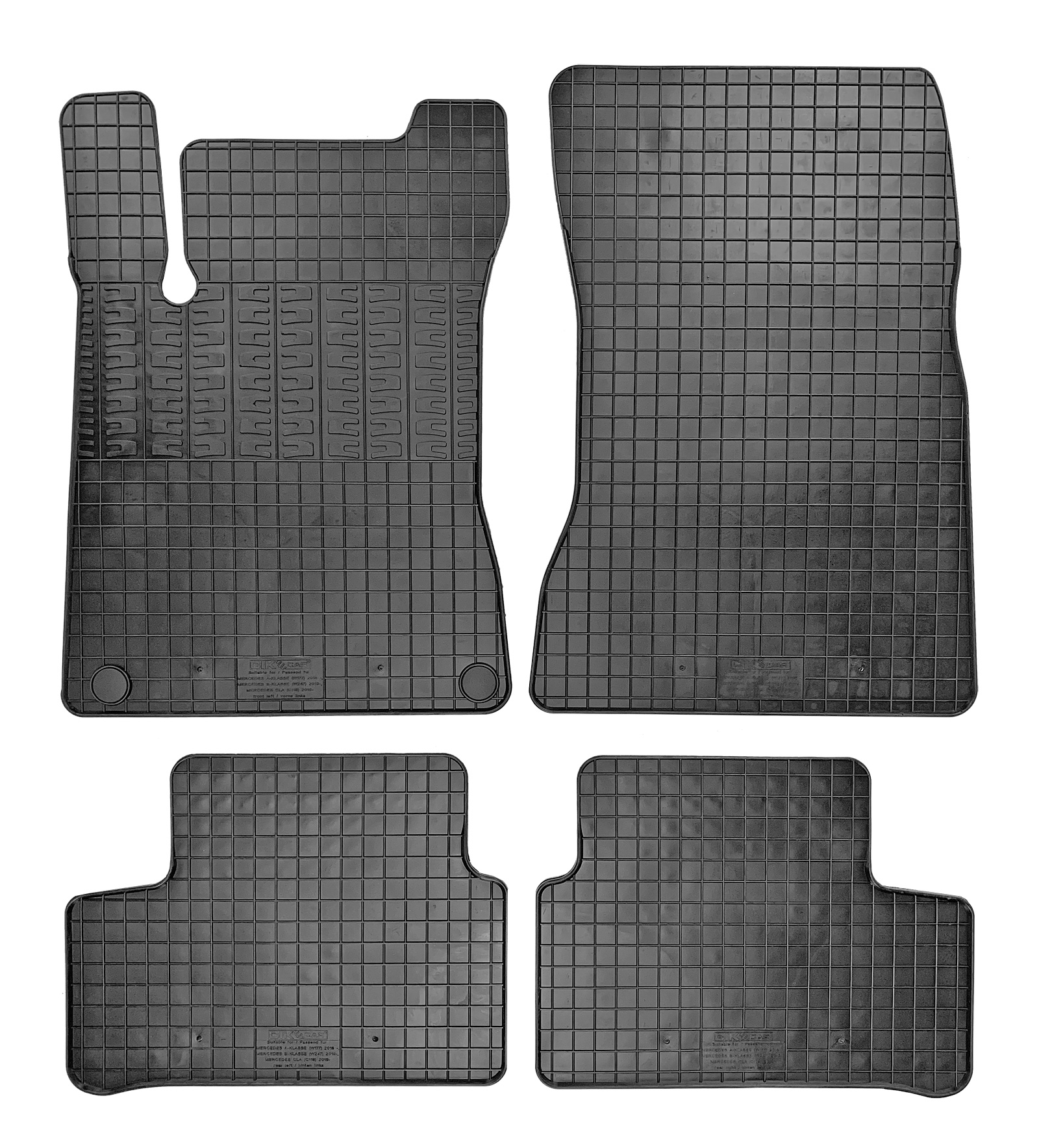 Set covorase auto din cauciuc Mercedes Clasa A (W177) 2018- (Hatchback, 5 Usi), V177 (Sedan); Clasa B W247 2019- (Hatchback, 5 Usi); Clasa CLA 2 Sedan (C118) 2019-, Negre