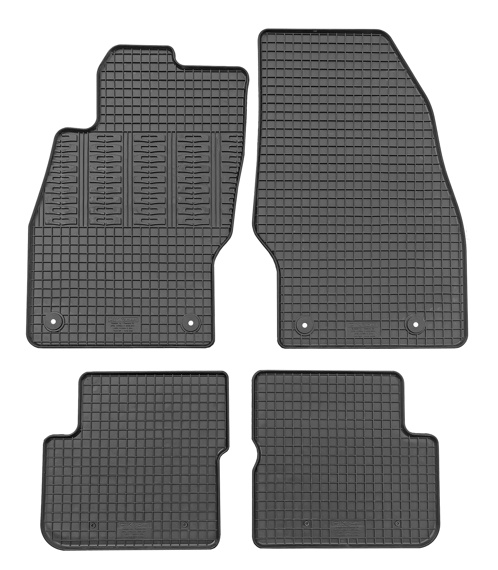 Set covorase auto din cauciuc Opel Corsa D (S07) 2006-2015; Opel Corsa E 2014-2019, Negre