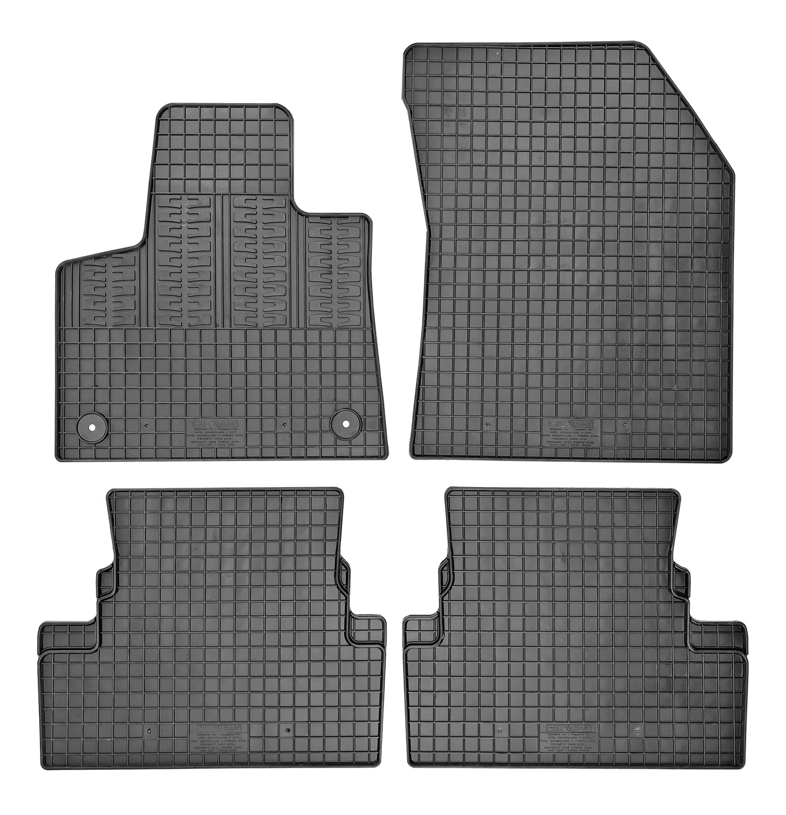 Set covorase auto din cauciuc Opel Grandland X 2017-2024; Opel Grandland X Hybrid 2019-2024; Peugeot 3008 2016-2024; Peugeot 3008 Hybrid 2019-2024, Negre