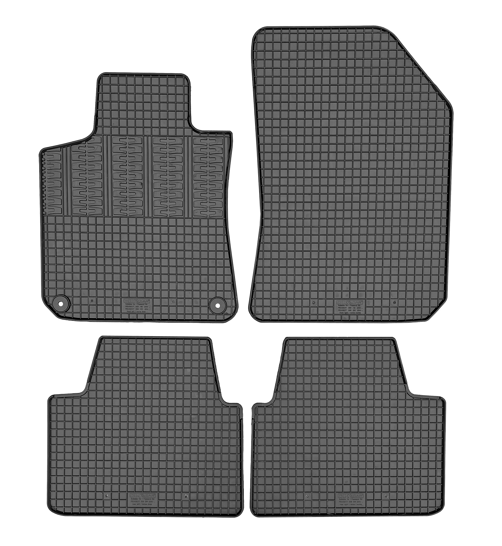 Set covorase auto din cauciuc Peugeot 308 Combi 2012-2021, Negre