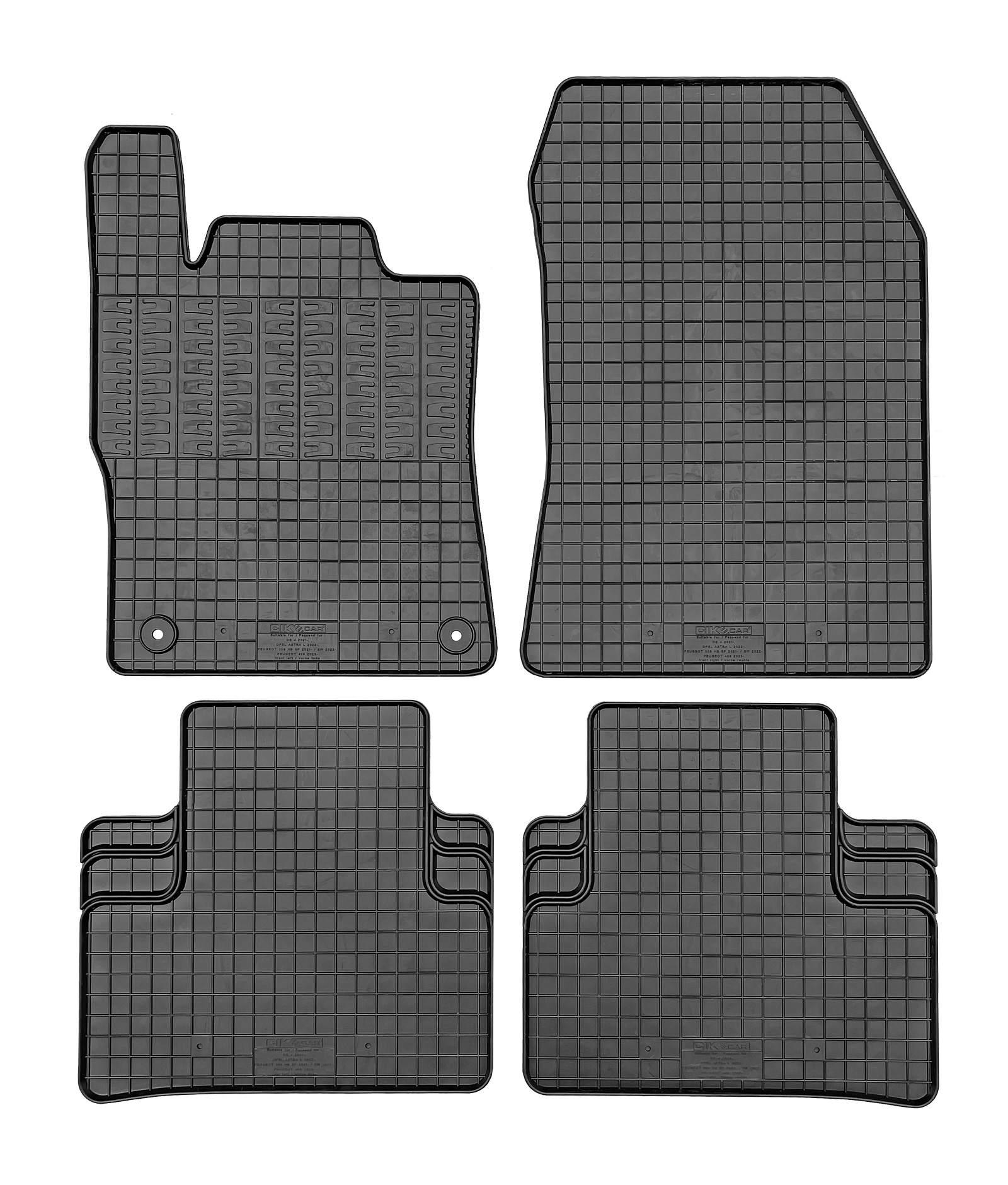 Set covorase auto din cauciuc Peugeot 408 2023-; Peugeot 308 Hatchback, Combi 2021-; Citroen DS4 2021-; Opel Astra L 2022-, Negre