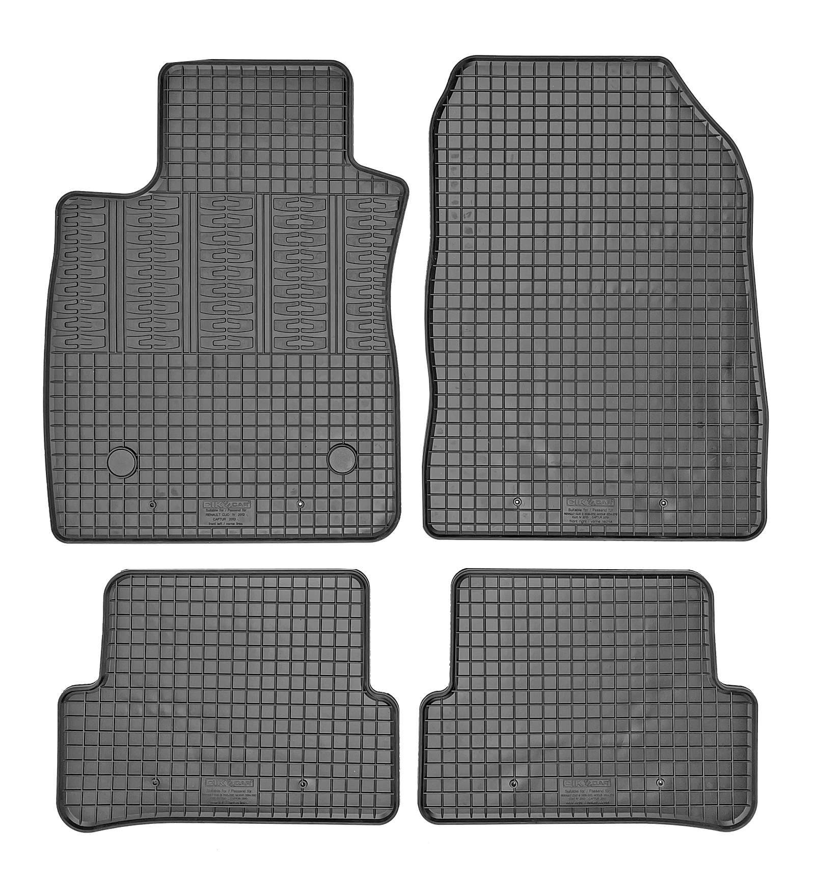 Set covorase auto din cauciuc Renault Clio 4 2012-2019; Renault Captur 2013-2020, Negre