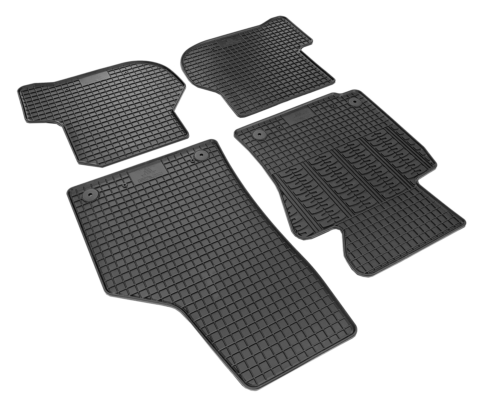 Set covorase auto din cauciuc Seat Leon 2 (1P) 2005-2012; Skoda Octavia 2 (1Z) 2004-2013; VW Golf 5 (1K) 2003-2010, Golf 6 (5K) 2008-2016, Jetta (1K) 2005-2010, Scirocco 2008-2017; Negre