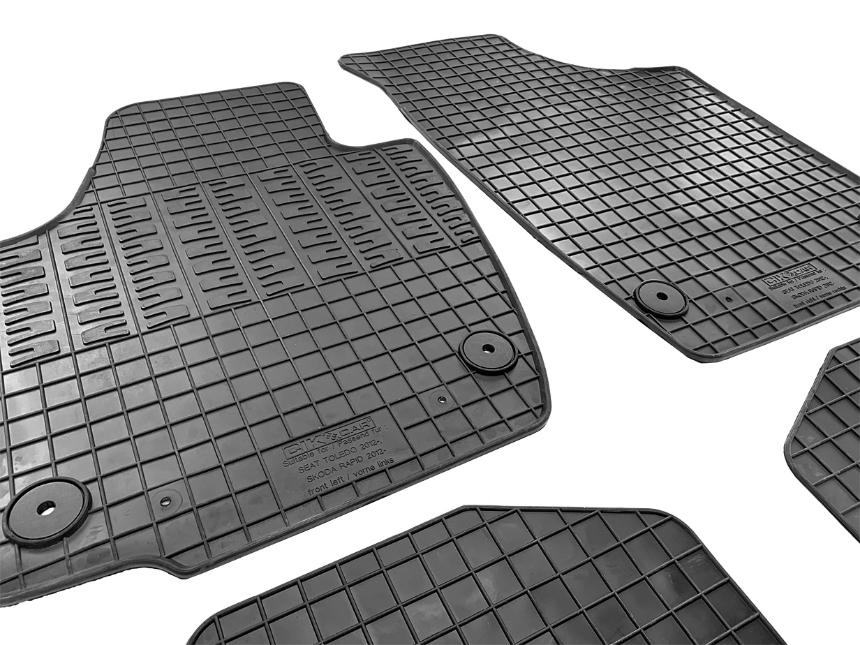 Set covorase auto din cauciuc Seat Toledo 2012-; Skoda Rapid 2012-, Negre