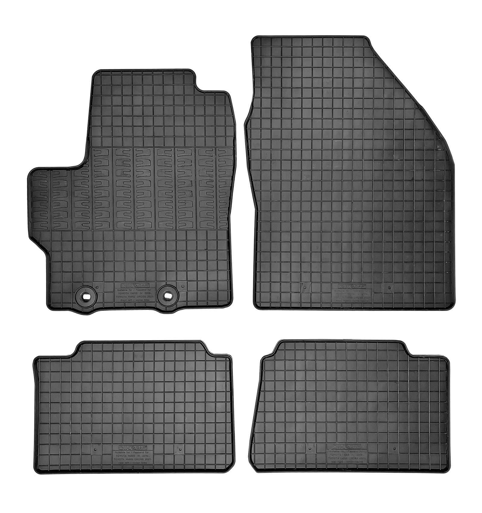 Set covorase auto din cauciuc Toyota Yaris 4 2019- (XP210); Toyota Yaris Cross 2021-; Mazda 2 Hybrid 2021-, Negre