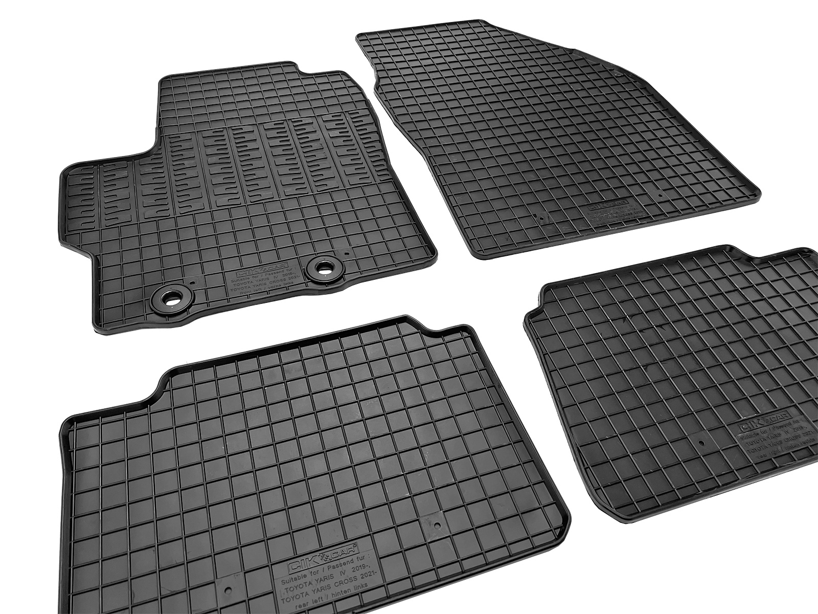 Set covorase auto din cauciuc Toyota Yaris 4 2019- (XP210); Toyota Yaris Cross 2021-; Mazda 2 Hybrid 2021-, Negre