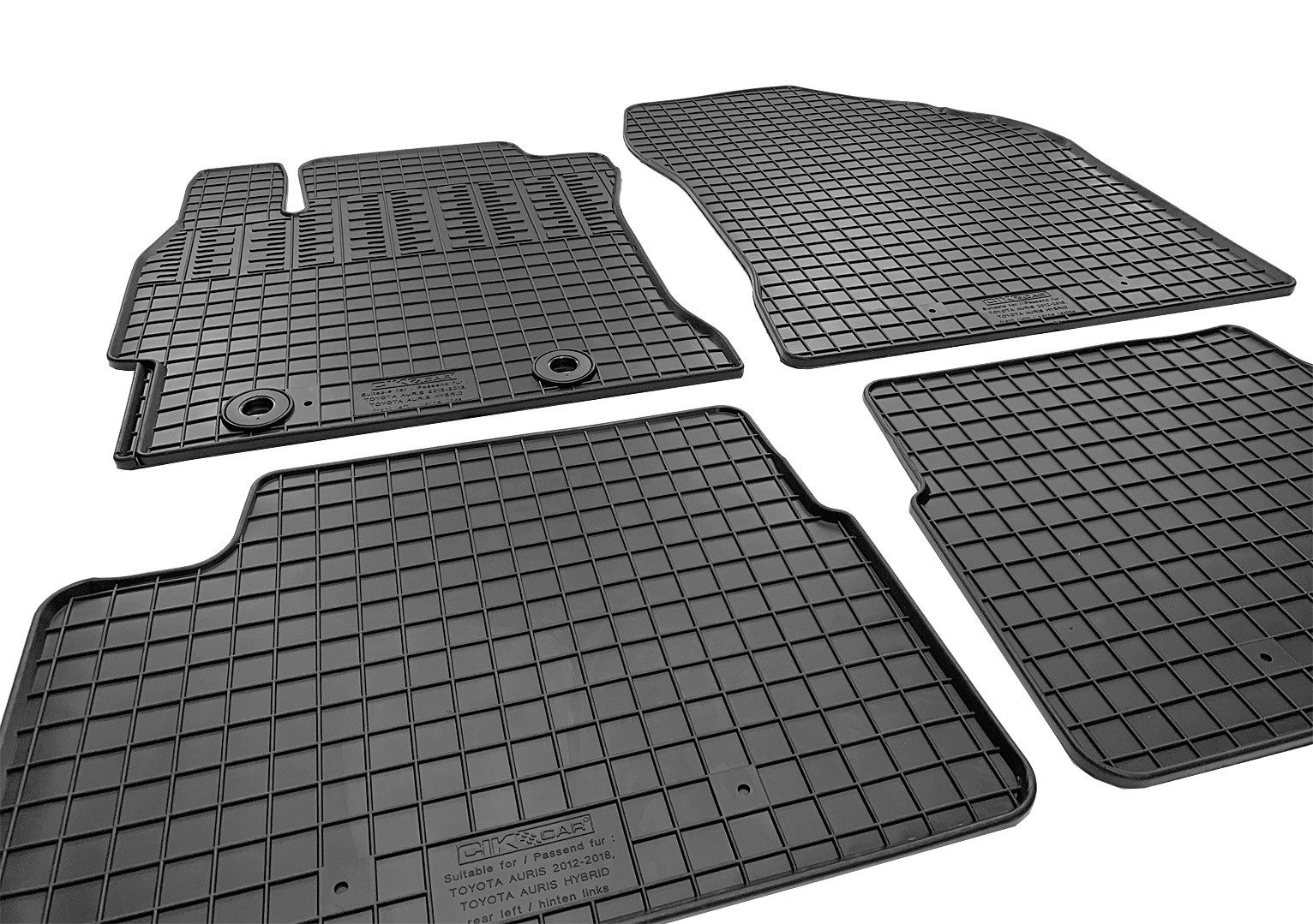 Set covorase auto din cauciuc Toyota Auris 2 2012-2019 , 5 Usi; Toyota Auris 2 Hybrid 2012-2019, Negre