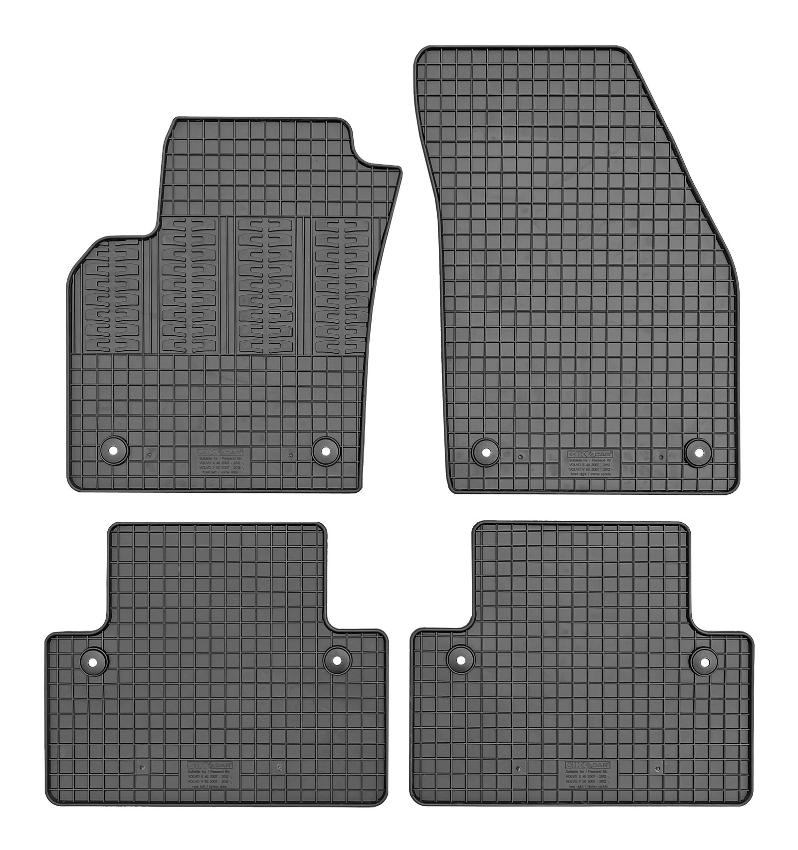 Set covorase auto din cauciuc Volvo V50 (MW) 2007-2012-; Volvo S40 (MS) 2007-2013, Negre