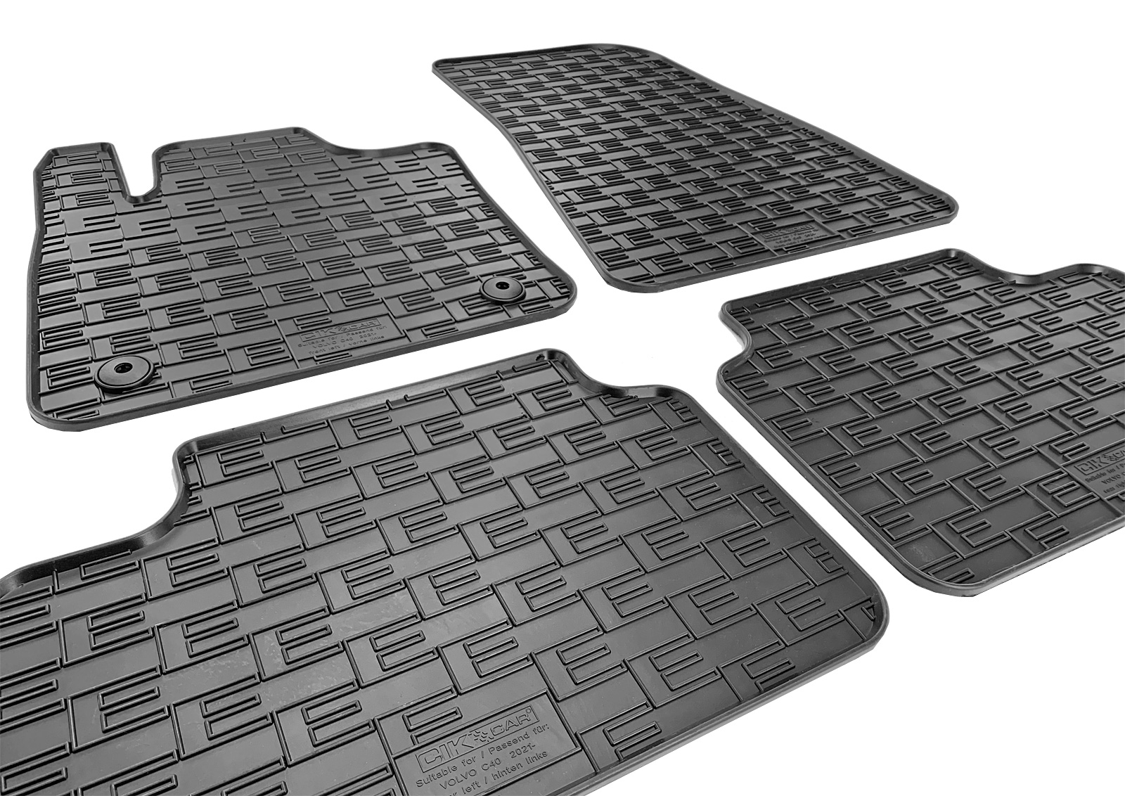 Set covorase auto din cauciuc Volvo C40 2021-2024; Volvo XC40 Recharge 2021-2024, Negre