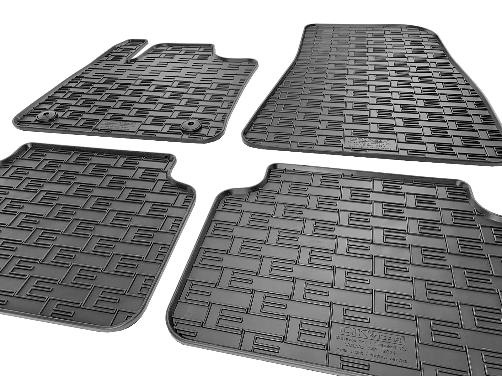 Set covorase auto din cauciuc Volvo C40 2021-2024; Volvo XC40 Recharge 2021-2024, Negre