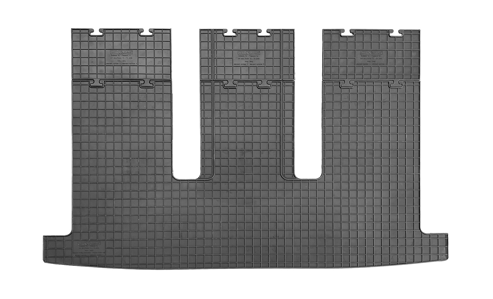 Covoras portbagaj din cauciuc Vw T5 2010-2015, T6 Multivan 2015-, Lungi, randul 4 (portbagaj), Lung- Comfortline, Highline; Scurt- Trendline, California, Negre