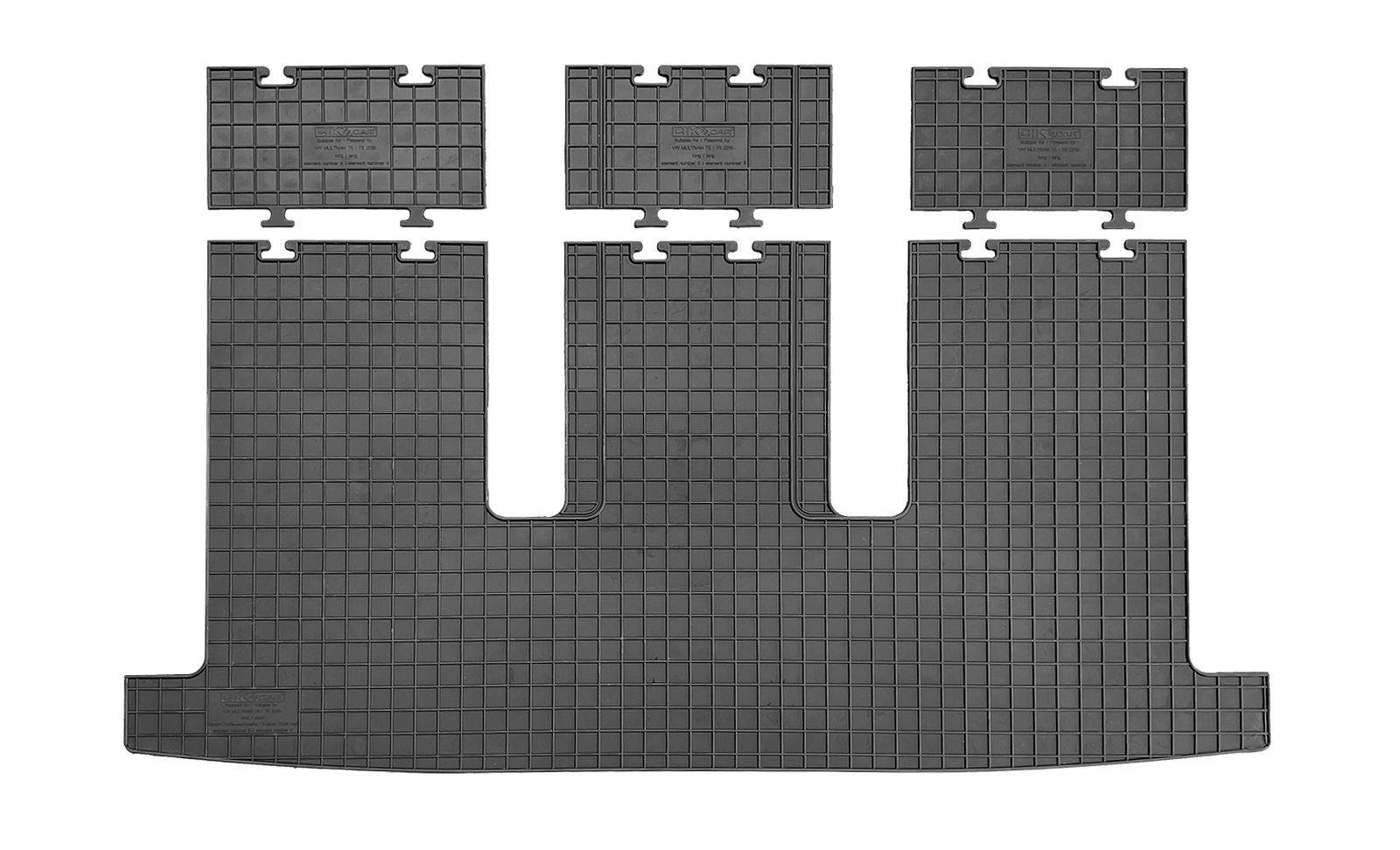 Covoras portbagaj din cauciuc Vw T5 2010-2015, T6 Multivan 2015-, Lungi, randul 4 (portbagaj), Lung- Comfortline, Highline; Scurt- Trendline, California, Negre