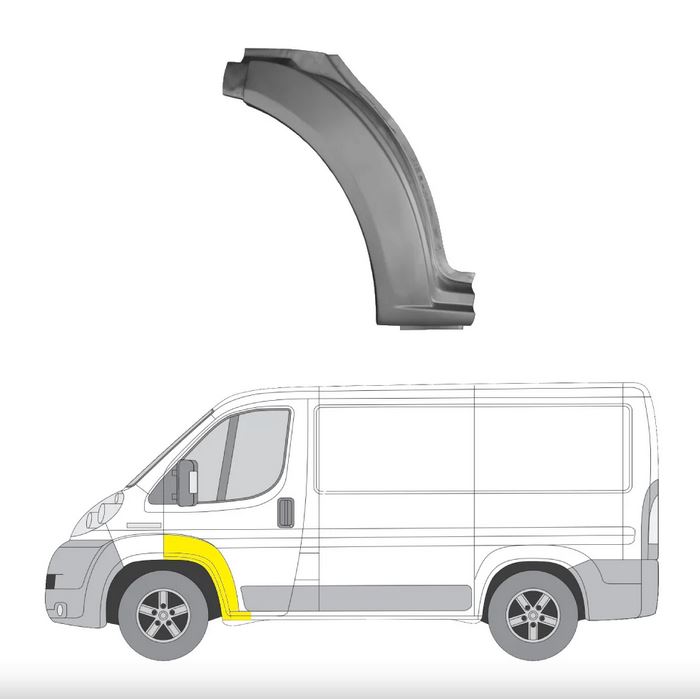 Segment reparatie aripa interior, fata Ford Transit, 05.2000-04.2006, parte montare Segment reparatie aripa fata, partea din spatele rotii cu segment prag, stanga, 32470115, Aftermarket
