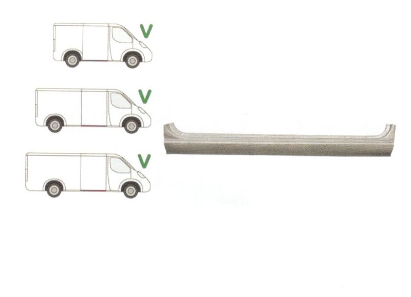 Prag Mercedes Sprinter 208-414 01.1995-07.2006 VW LT2 05.1996-12.2005 Dreapta A199016370401 sub usa culisanta lungime 1200mm, tabla de 1.00 mm