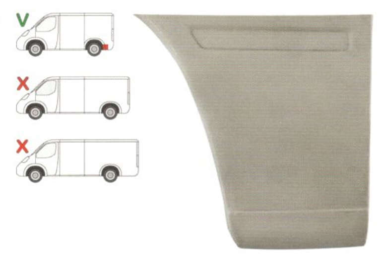 Segment reparatie aripa spate Mercedes Sprinter 1995-2007, VW LT 1995-2006 L=1200 Partea Stanga, Spate, baza roti :3000 mm, in spatele bazei roti Segment reparatie aripa spate Mercedes Sprinter 1995-2007, VW LT 1995-2006 L=1200 Partea Stanga, Spate, baza roti :3000 mm, in spatele bazei roti