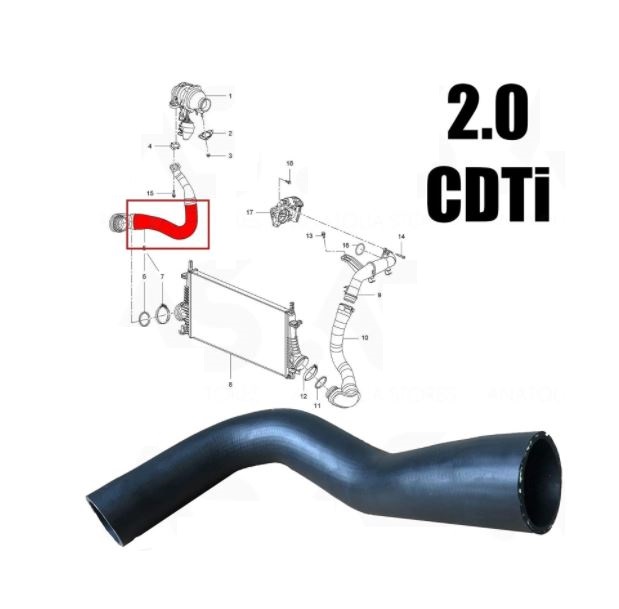 Furtun intercooler, supraalimentare Opel Insignia 2008-2017; Saab 9-5 2010-2012, diametru 50/65 mm, cauciuc, RapidAuto 5520PT-2
