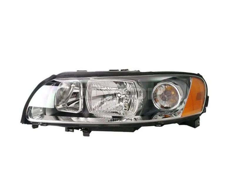 Far Volvo S60 (RS) 03.2004- , V70 (P80) 06.2004-03.2007 , XC70 (SW) 05.2004-09.2007 TYC partea Stanga electric cu motoras tip bec H7+H9, culoare rama negru, marca TYC