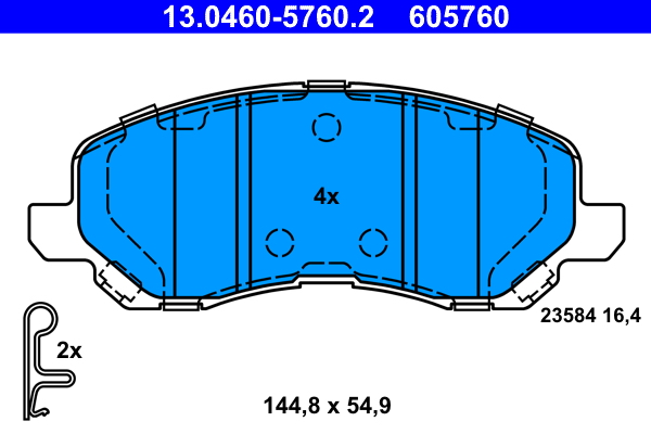 Set placute frana Ate 13046057602, parte montare : Punte fata