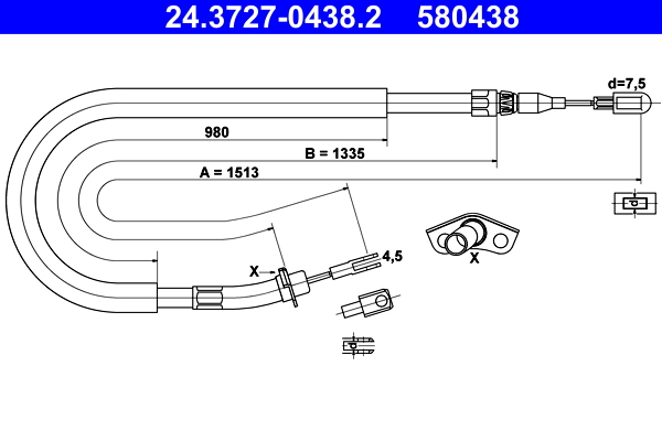 Cablu frana mana Mercedes-Benz Sprinter (901, 902, 903); Vw Lt 28 2 Ate 24372704382, parte montare : spate