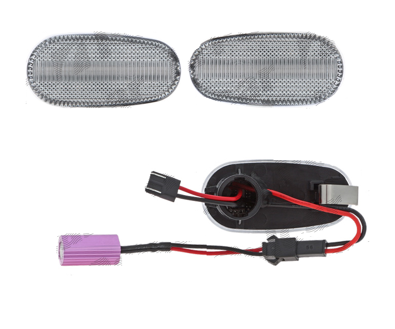 Set lampa semnalizare laterala ALFA ROMEO 147 (937), 10.2000-10.2004; GT (937), 11.2003-08.2010; MITO (955), 07.2008-12.2018; FIAT BRAVO (198), 02.2007-, dynamic indicator; LED; transparent; TUNING; LED,