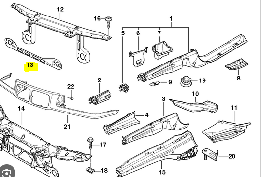 Suport panou frontal fata BMW Seria 3 (E36), 12.1990-03.00, inferior,