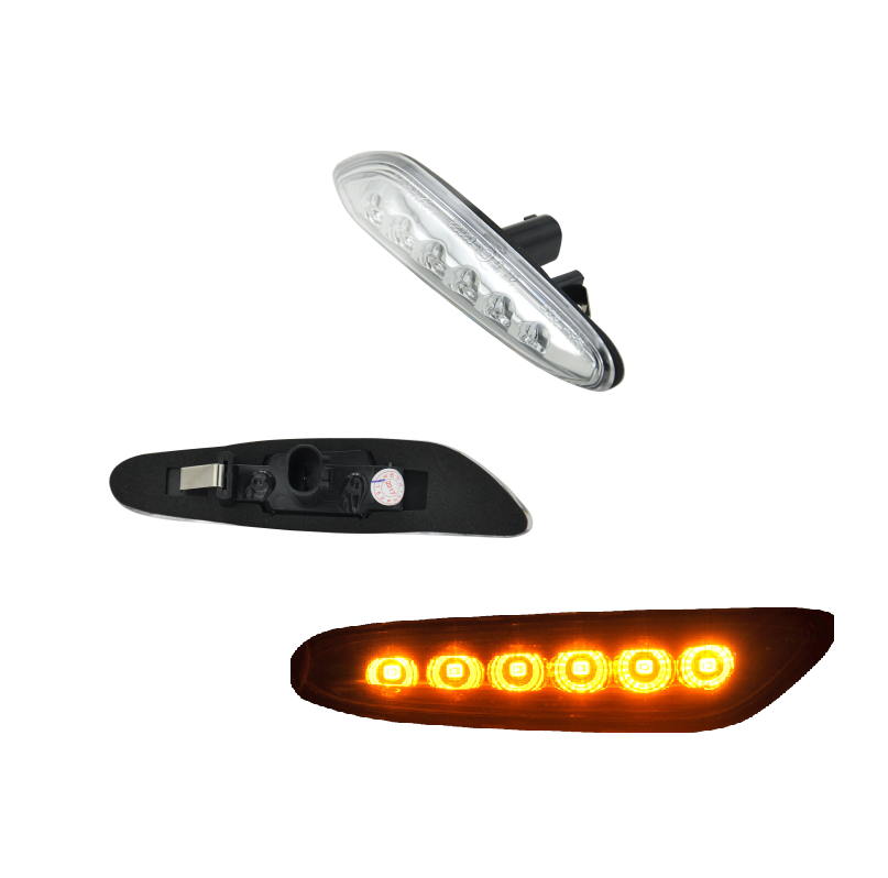 Set lampa semnalizare laterala BMW Seria 1 (E81-E88), Seria 3 (E46, E90/91, E92/93), Seria 5 (E60/E61), X3 (E83) , LED; transparent; TUNING; cu 6 LED-uri,