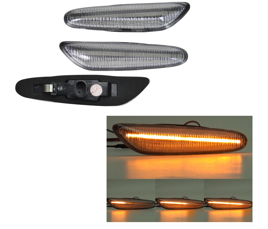 Set lampa semnalizare laterala BMW Seria 1 (E81-E88), Seria 3 (E46, E90/91, E92/93), Seria 5 (E60/E61), X3 (E83), dynamic indicator; LED; alb; TUNING; cu 6 LED-uri,