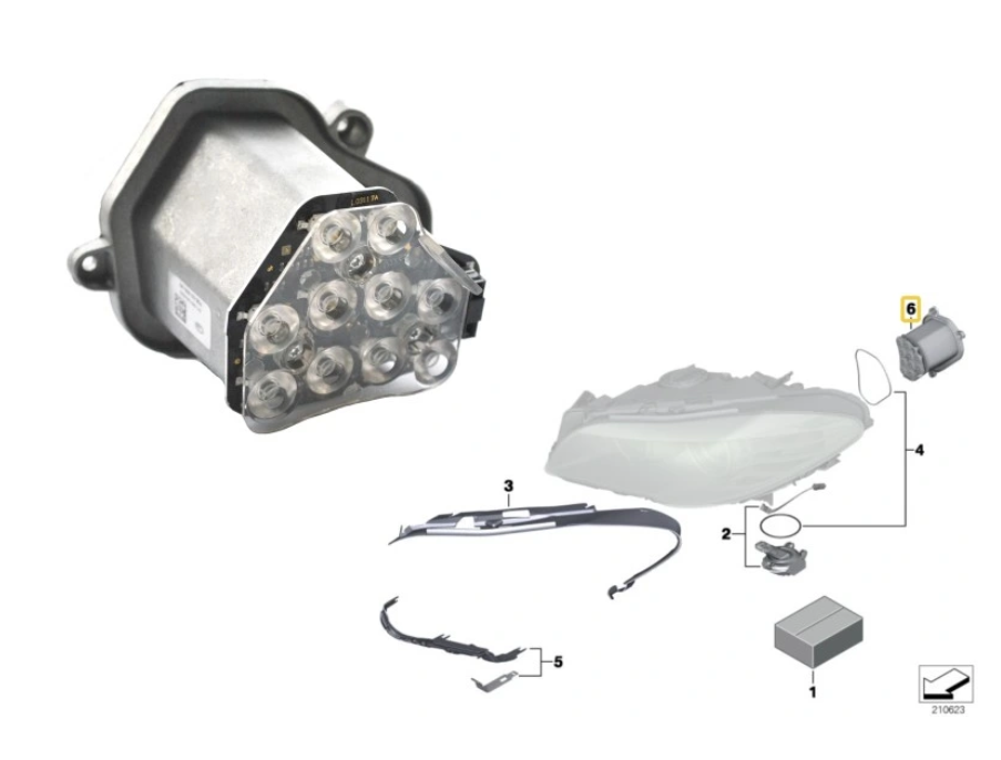 Modul LED BMW Seria 5 (F10/F11), 12.2009-08.2017, partea dreapta, pentru semnalizare fata; LED,