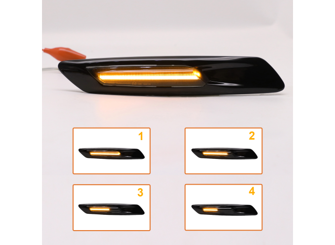 Set lampa semnalizare laterala BMW Seria 5 (F10/F11), 2011-2013, partea stanga, dynamic indicator; LED; negru rim, fumuriu; TUNING,