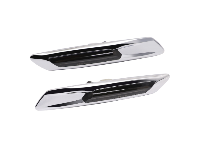 Set lampa semnalizare laterala BMW Seria 5 (F10/F11), 2011-2013, partea stanga, dynamic indicator; LED; fumuriu, silver rim; TUNING,