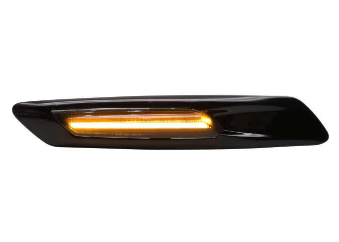 Set lampa semnalizare laterala BMW Seria 5 (F10/F11), 2011-2013, partea stanga, LED; negru rim, fumuriu; TUNING,