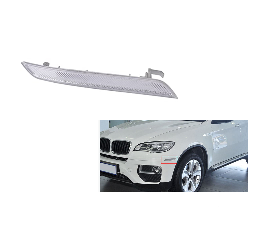 Catadioptru reflectorizant fata BMW X6 (E71), 01.2008-12.2013, partea stanga, original, alb,