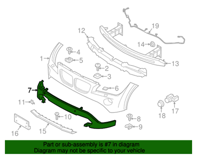 Spoiler bara fata BMW X1 (E84), 2013-08.2015, cu gauri senzori parcare,