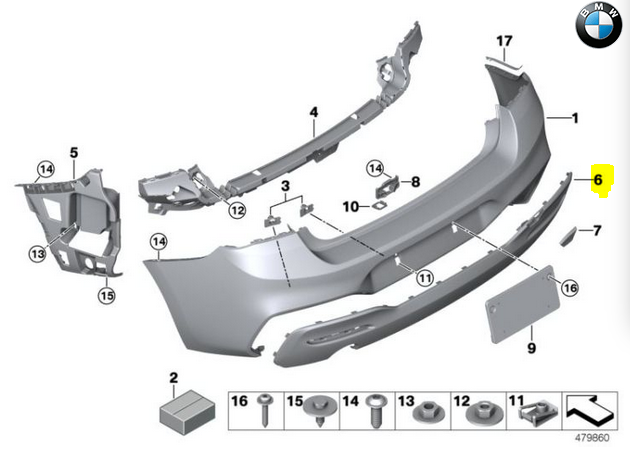 Spoiler bara spate BMW Seria 1 (F20), 05.2015-06.2019, model : SPORT, cu 2 gauri evacuare,
