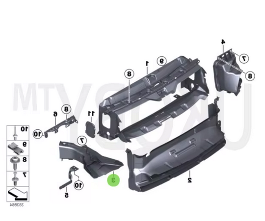 Deflector aer fata BMW Seria 3 (F30), 01.2012-12.2019 fara GT, pentru F30;M-Pack, partea dreapta,